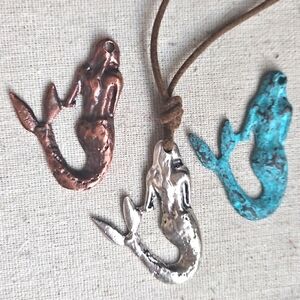 *choose* Unique Mermaid Charms Silver Copper Turquoise Patina Pendants